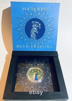 Majestic Blue Peafowl 2019 Silver Coin 2 New Zealand Dollars
