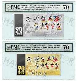 Mickey Mouse 90th Anniversary Silver & Gold Coin Note Pmg 70 First Releases