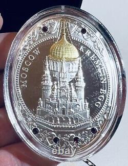 Moscow Kremlin Egg 2013 2 New Zealand Dollars Silver Coin Swarovski Crystals