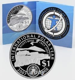 NEW ZEALAND $1 2007 Silver 1oz. Proof International Polar Year -Scott Polar Base