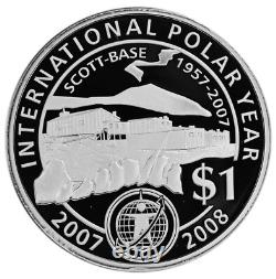 NEW ZEALAND $1 2007 Silver 1oz. Proof International Polar Year -Scott Polar Base