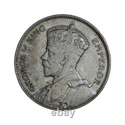 NEW ZEALAND. 1935, 1/2 Crown, Silver George V, Maori Shield Cross Fleece 1 KEY
