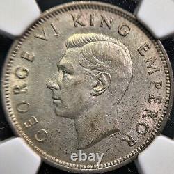 NEW ZEALAND. 1937, Florin, Silver NGC AU58 KGVI, Kiwi, Semi-Key