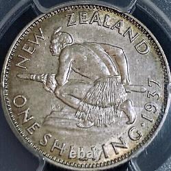 NEW ZEALAND. 1937, Shilling, Silver PCGS AU58 Semi-Key, KGVI, Maori Warrior