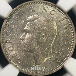 NEW ZEALAND. 1941, 6 Pence, Silver NGC AU58 KGVI, Kiwi, Key Date, Top 10