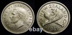 NEW ZEALAND 1941 Silver Threepence AU+