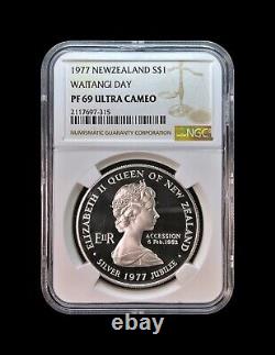 NEW ZEALAND. 1977, Dollar, Silver NGC PF69 QEII, Waitangi Day, Jubilee