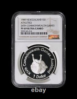 NEW ZEALAND. 1989, Dollar, Silver NGC PF69 Top Pop? Commonwealth, Auckland