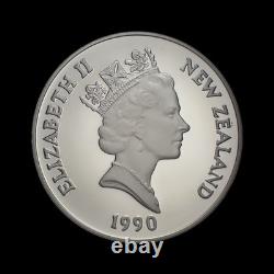 NEW ZEALAND. 1990, Dollar, Silver Waitangi Treaty, Hobson Maori Chiefs RARE