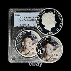 NEW ZEALAND. 2008, 1 Dollar, Silver PCGS PR68 Sir Edmund Hillary, Mt Everest
