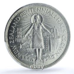 New Zealand 1/2 crown George VI Centennial KM-14 MS 64 PCGS silver coin 1940