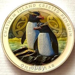 New Zealand 1 Dollar 2020 Proof Silver 999 Chatham Island Crested Penguin, RARE