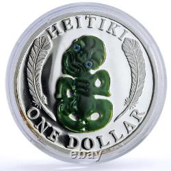 New Zealand 1 dollar Folk Crafts Heitiki Statue Sculpture Art silver coin 2010