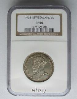 New Zealand 1935 Florin, NGC Proof 66, Only 2 Graded Higher, Mintage 364, KM# 4