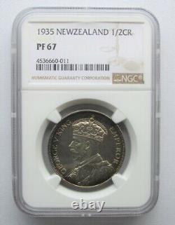 New Zealand 1935 Half Crown 2/6, NGC Proof 67, None Graded Higher, Mintage 364