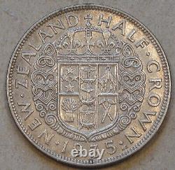 New Zealand 1935 Half Crown AU with Luster As Pictured