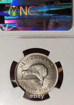 New Zealand 1937 Florin Rare NGC 64 PQ Low Popular High Grade