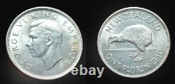 New Zealand 1940 Florin, Rare Nice BU, Sharp, Key Date, Low Mintage, Luster