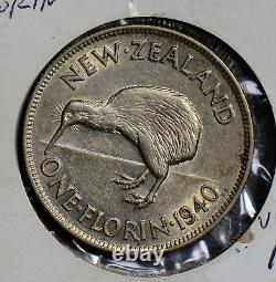 New Zealand 1940 Florin silver N0112 combine shipping