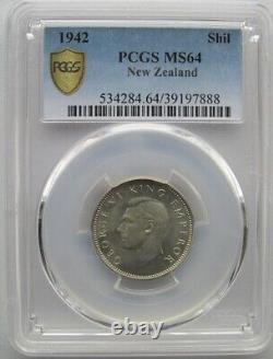 New Zealand 1942 Shilling, PCGS MS64, Only Two Graded Higher, Very Low Mintage