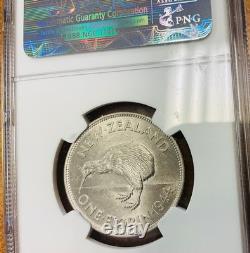 New Zealand 1944 Florin KM10 NGC AU58 key date silver coin