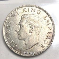 New Zealand 1944 Halfcrown Rare KeyDate Choice AU, Luster/ Detail