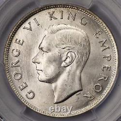 New Zealand 1945 1/2 Crown Silver Coin PCGS MS-64