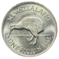 New Zealand, 1945 George VI Florin. PCGS MS 63. 515,000 Mintage