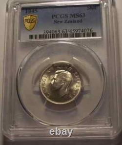 New Zealand, 1945 George VI Shilling. PCGS MS 63. 1,030,000 Mintage