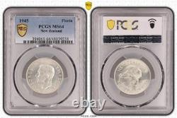 New Zealand 1945 KGVI Florin Silver Coin PCGS MS64 #9238