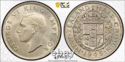 New Zealand 1945 Silver 1/2 Crown George VI PCGS MS63 (Ch-Unc)