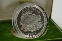 New Zealand 1986 Silver Dollar Proof Coin Kakapo