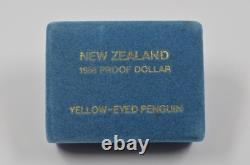 New Zealand 1988 Silver Dollar Proof Coin Yellow Eyed Penguin