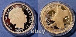 New Zealand 1990 5 Dollars QEII Kakapo, Silver Proof KM-329a Silver (. 999) Proof