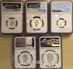 New Zealand 1990 Silver 5 coin Set Coin Set NGC PF 68 69 70