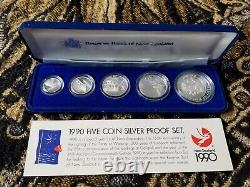 New Zealand 1990 Sterling Silver Proof Set Waitangi Treaty COA