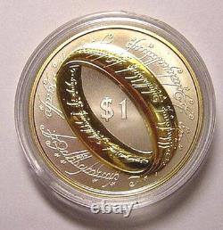 New Zealand 2003 Lord of the Rings Dollar Gold Plated Silver Coin, Proof