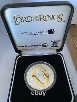 New Zealand 2003 Proof LORD OF THE RINGS Silver $1 Gold Plating (3412655/A9)