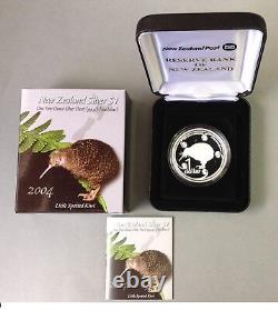 New Zealand 2004 1 OZ Silver Proof Coin- Kiwi Proof Coin! RARE