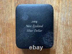 New Zealand 2004 1 OZ Silver Proof Kiwi Coin box and COA