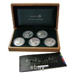 New Zealand 2009 GIANTS 5 Coin Stamp Proof Set $1 1 Oz Pure Silver Eagle Whale