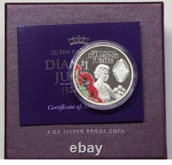 New Zealand 2012 1 OZ Silver Proof Coin- Queen E II DIAMOND JUBILEE