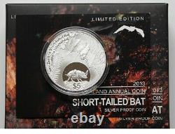 New Zealand 2013 1 OZ Silver Proof Coin- Short Tailed Bat