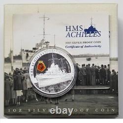 New Zealand 2014 1 OZ Silver Proof Coin- HMS Achilles Ship