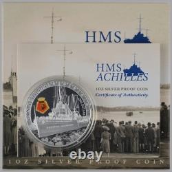 New Zealand 2014 Silver Dollar Proof Coin HMS Achilles