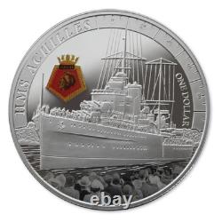 New Zealand 2014 Silver Dollar Proof Coin HMS Achilles