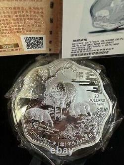 New Zealand 2015 Luanr Chinese Goat Zodiac Year Goat 500g Scallop Silver Coin