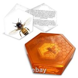 New Zealand -2016 1 OZ Silver Proof Coin- Honey Bee Coin! Rare