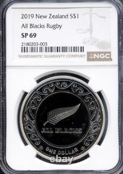New Zealand 2019 $1 All Blacks Rugby SP 69.999 Silver NGC # 2180203-003 + Bonus