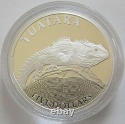 New Zealand 5 Dollars 2007 Wildlife Tuatara Silver Proof